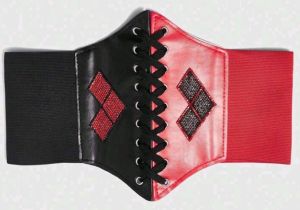 Costume accessories - HQ black & red lace-up corset belt - S